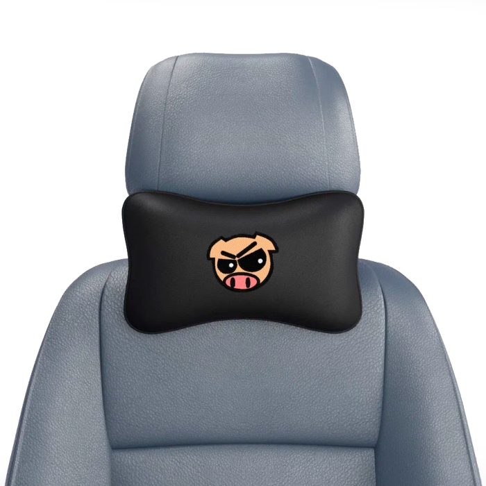 Подушки под шею Подушка под шею черная с вышивкой Свинка