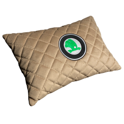 Подушка из алькантары бежевая с вышивкой 